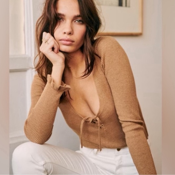 Sezane Sweaters - SEZANE Soizic sweater, merino wool/cotton mix, camel, size M, NWT